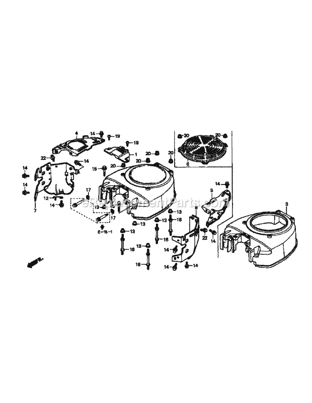 Gxv620k1 Fan Cover Diagram and Parts List for M48-HN 53BB5E6V750-20-HP-OHV Cub Cadet Lawn Tractor